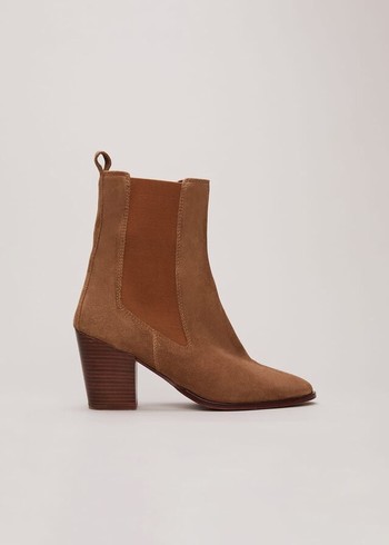 Phase Eight Brown Suede Cowboy Boots Brown Australia | GY6891205